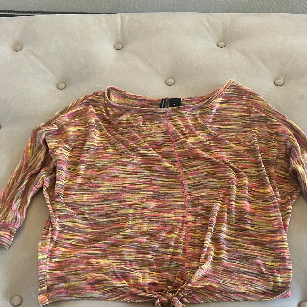 New Directions Pink and Yellow Long Sleeve Top